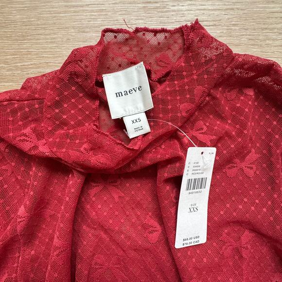 Maeve (Anthropologie) Bow Lace Turtleneck Top - Size XXS - Picture 5 of 8